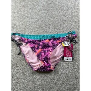 Hula Honey Women's Swimwear Bottom M‎ Pink Purple Leaf Print Nylon